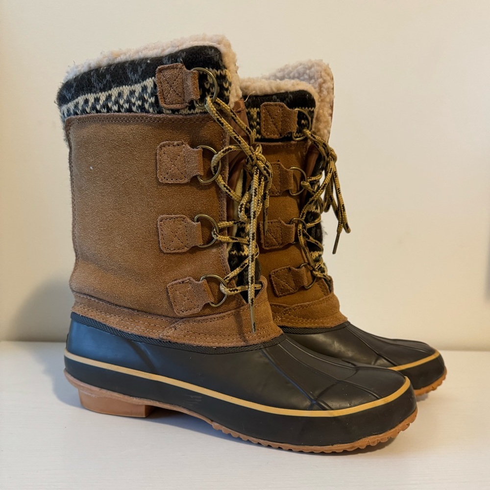 Khombu Boots Soft Fleece Duck Rubber Sole